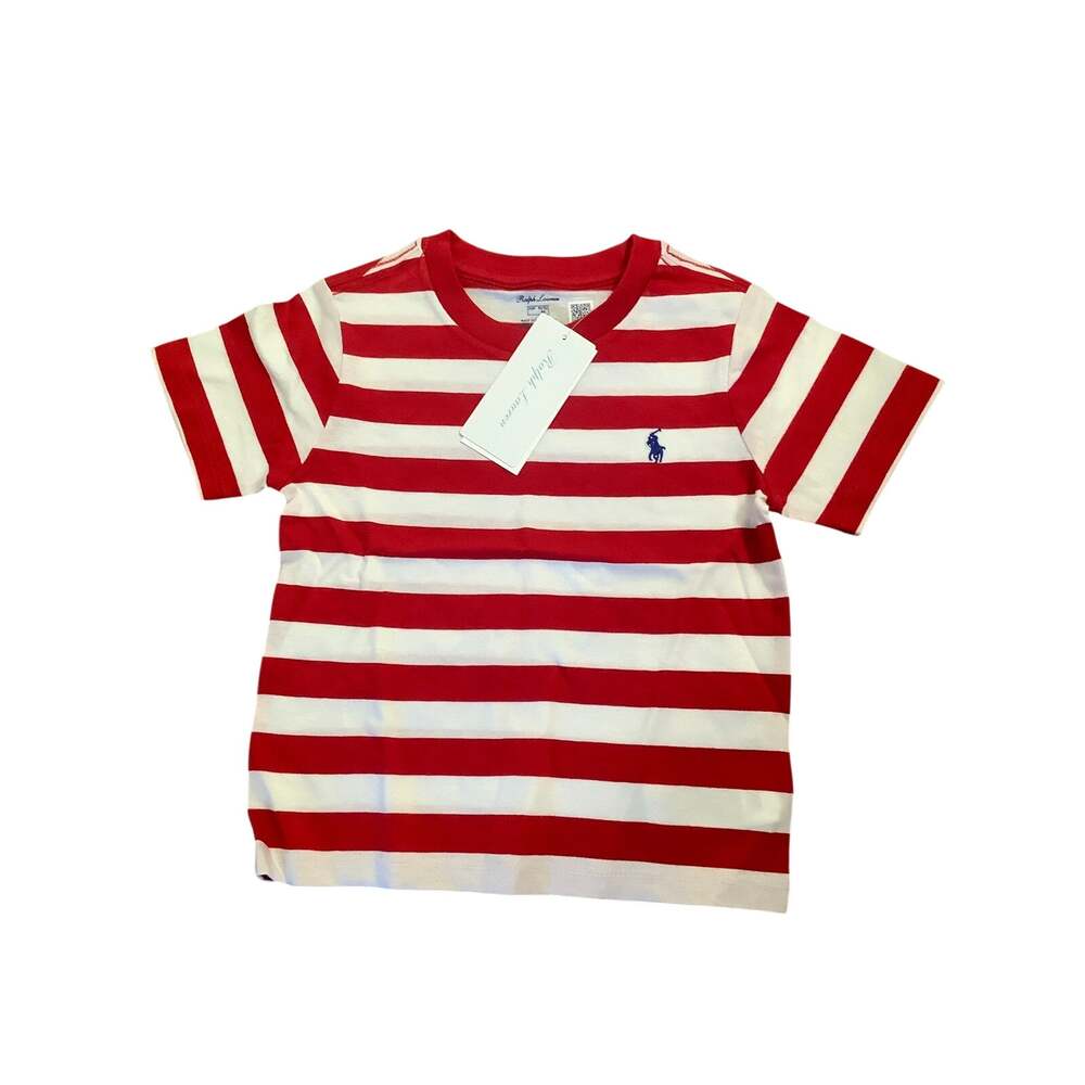 Polo Ralph Lauren Baby 24M Red White Striped Preppy Short Sleeve T Shirt R6-8